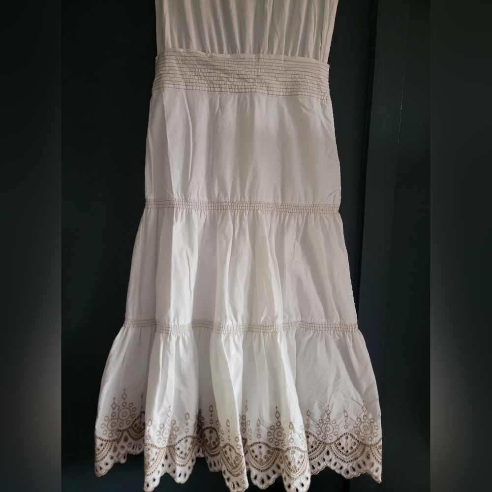 Veronica Beard Amaia Tiered Embroidered Casual‎ Midi Dress 100% Cotton White XS - Picture 6 of 16